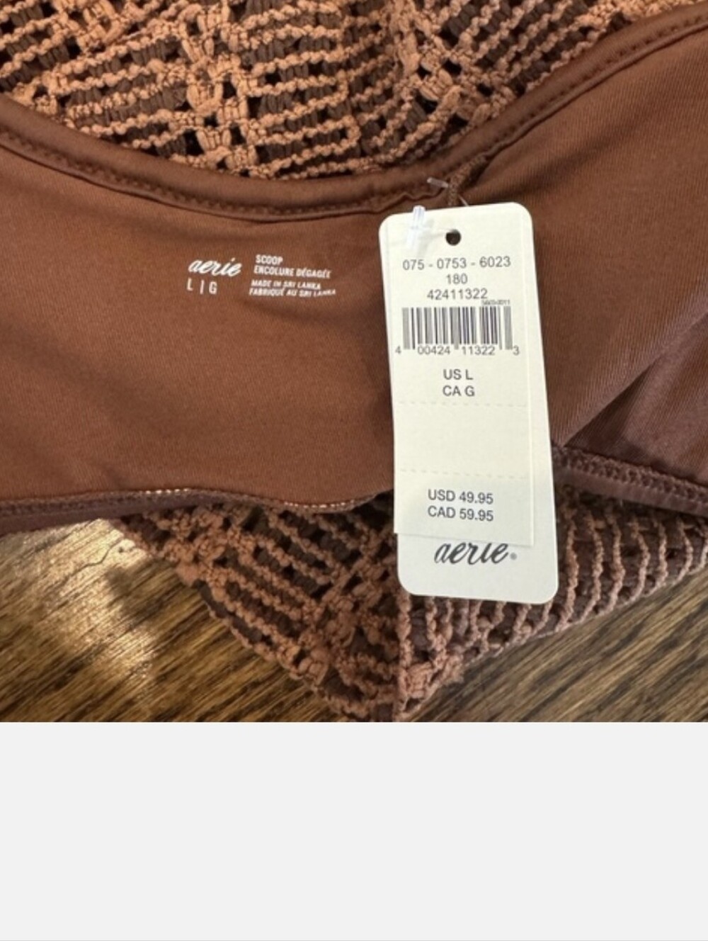 Aerie Cloudweave Crochet Longline Scoop Bikini Top 50 UPF - Universe - Picture 4 of 4